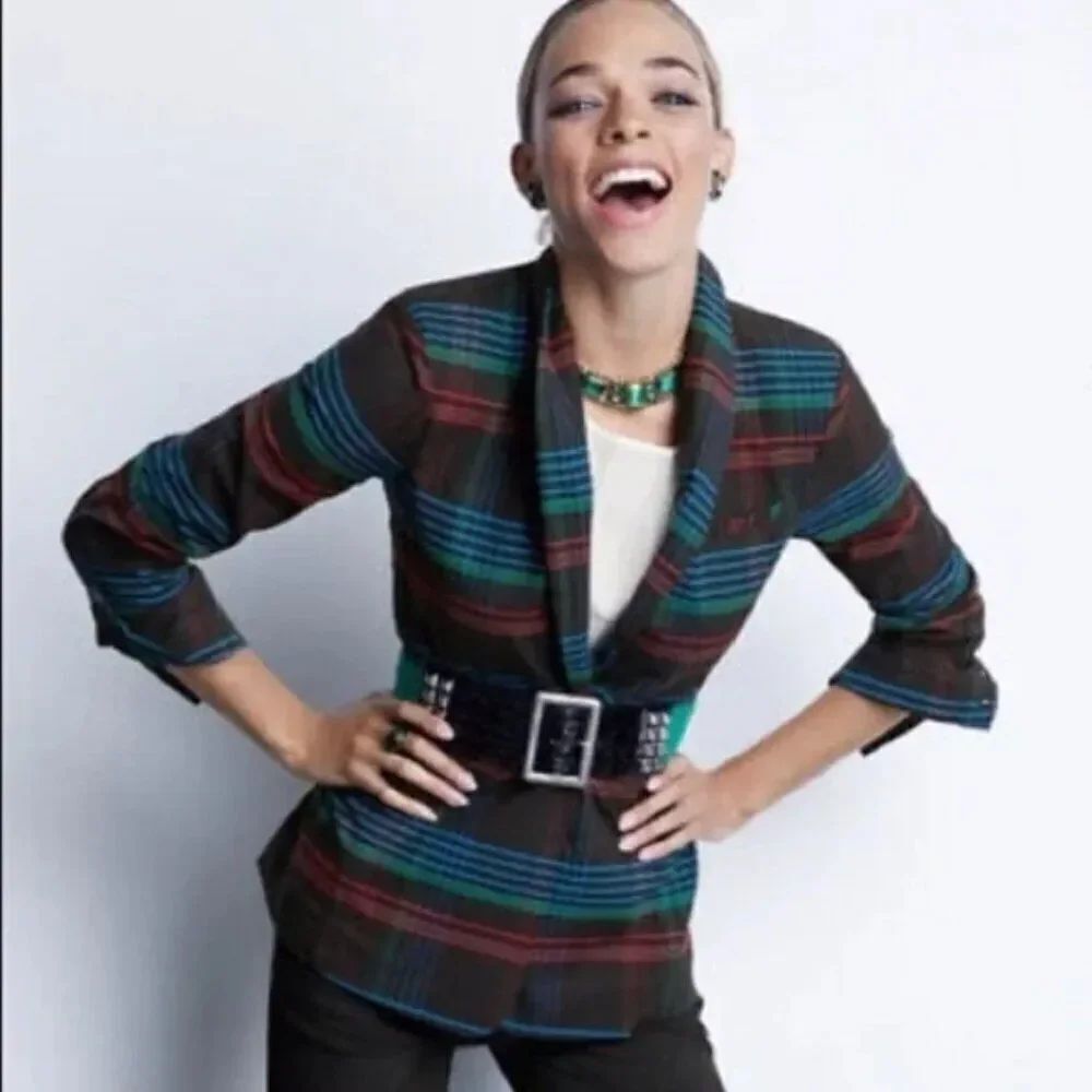 CAbi Plaid Holiday Blazer Limited Edition Jacket/Blazer Black #3850 Medium